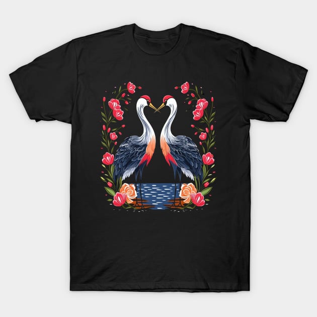 Whooping Crane Valentine Day T-Shirt by JH Mart